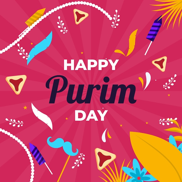 Flat purim illustration