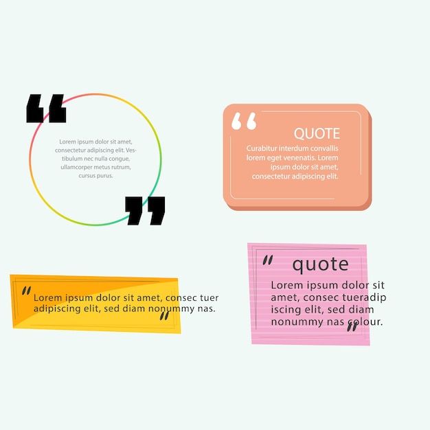 Vector flat quote box frame vector collection suitable for speech talkings quotes comics templates