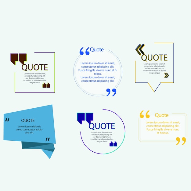 Vector flat quote box frame vector collection suitable for speech talkings quotes comics templates