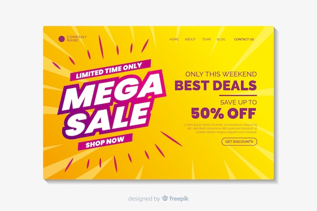 Vector flat sale landing page template 