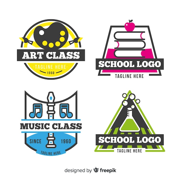 Vector flat school logo template collection