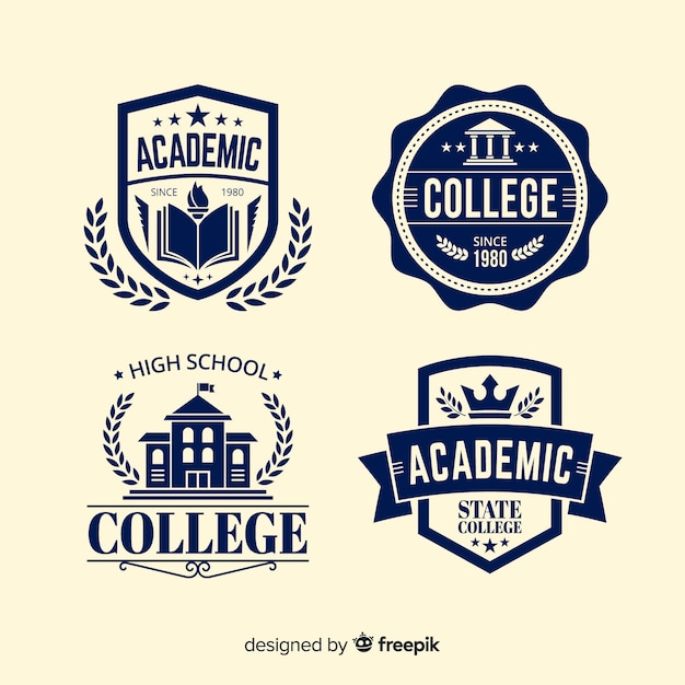 Vector flat school logo template collection