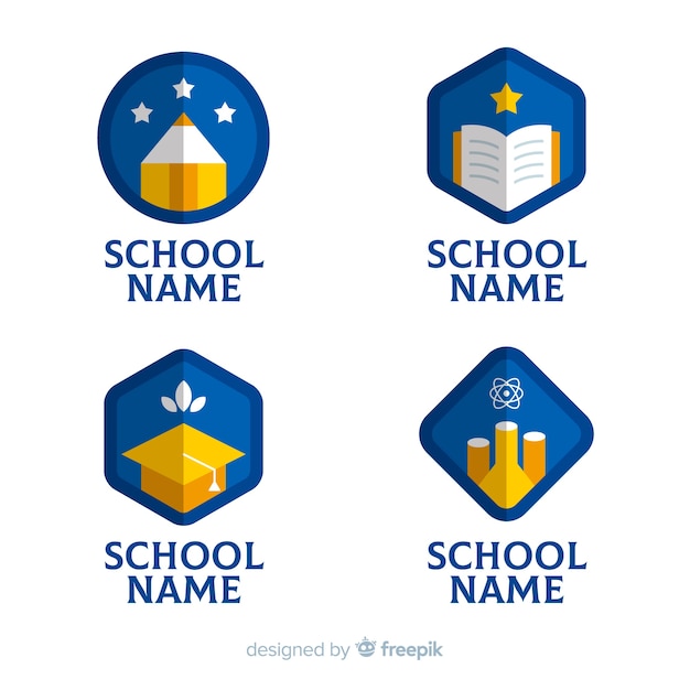 Vector flat school logo template collection