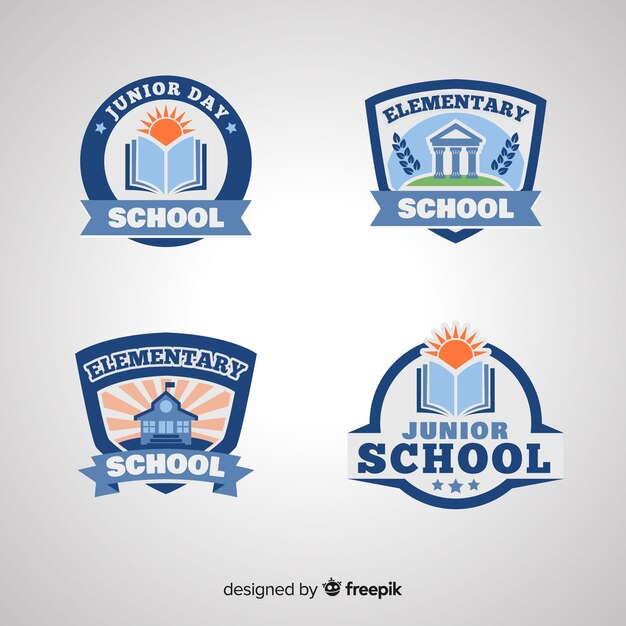 Vector flat school logo template collection