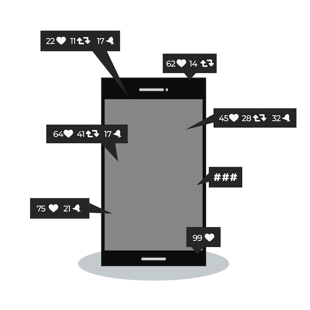 Flat Smartphone with Social Media Application Concept