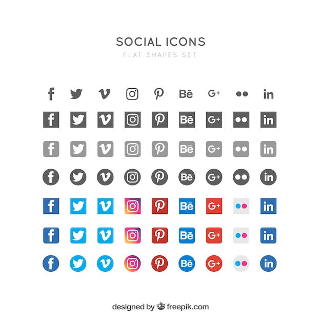 Vector flat social icons