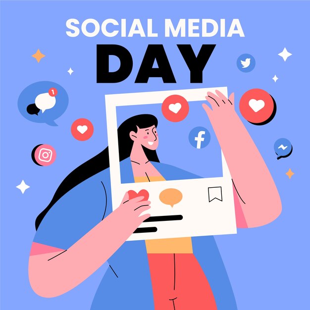Vector flat social media day illustration