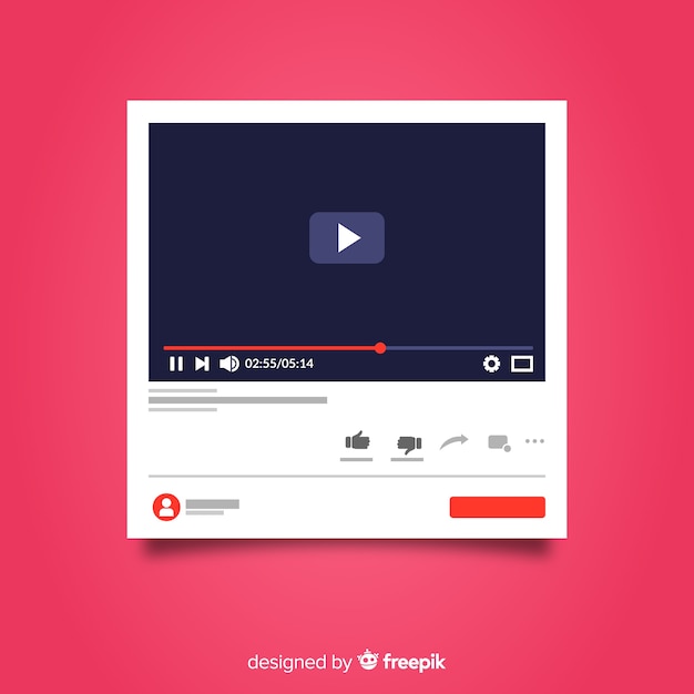 Vector flat social media multimedia player template