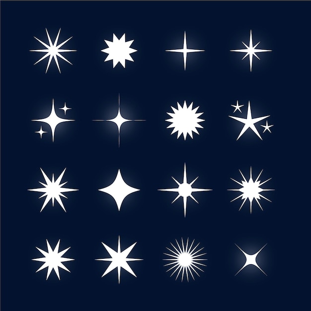 Vector flat sparkling star collection