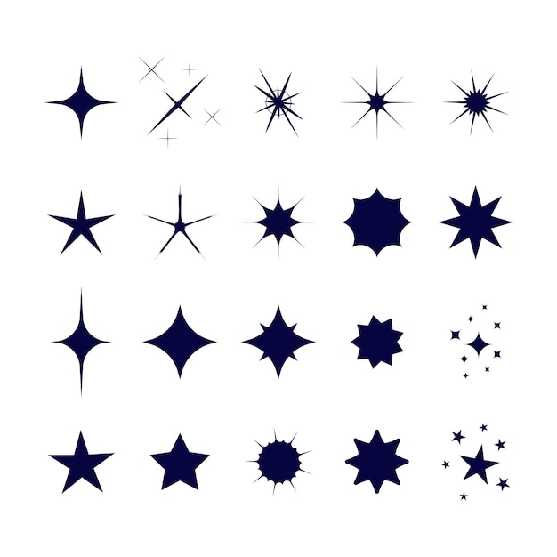 Vector flat sparklings star collection