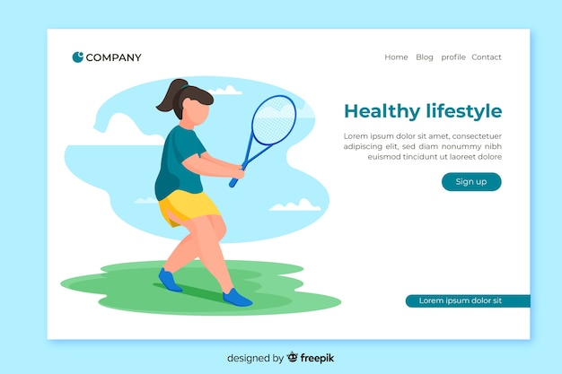 Flat sport landing page template