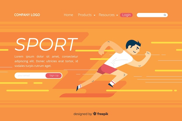 Flat sport landing page template