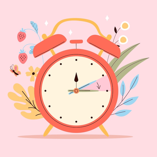 Vector flat spring time forward illustration