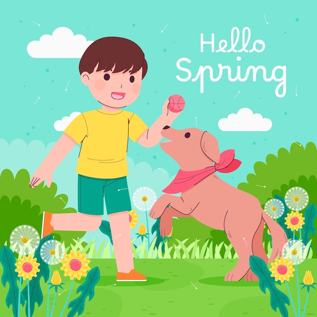 Flat spring time illustration