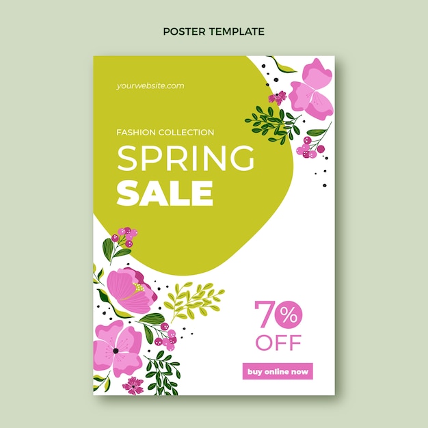 Flat spring vertical poster template