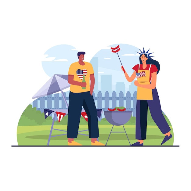 Flat style independence day illustration