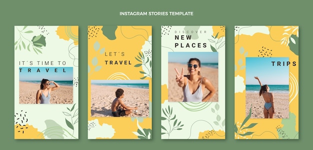 Flat style travel instagram stories template