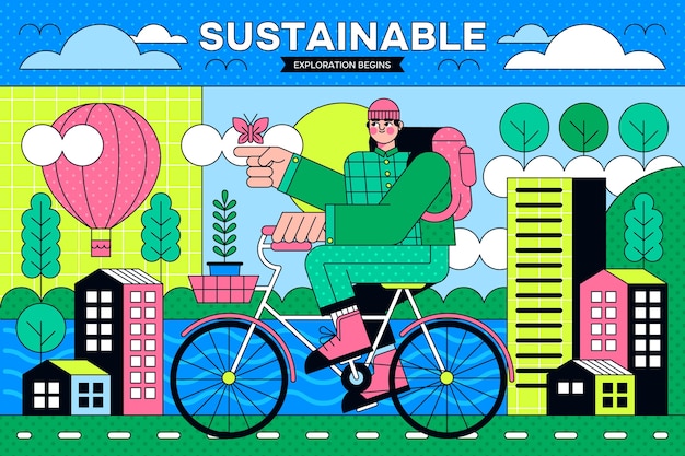 Flat sustainable travel illustration