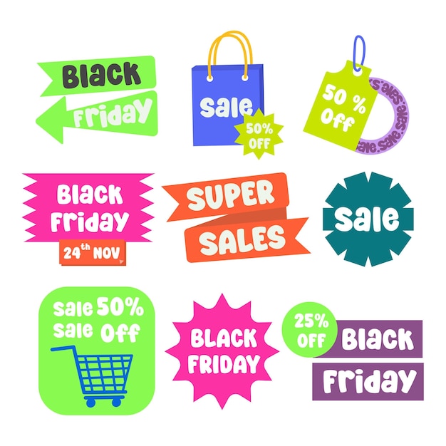 Flat tags banners collection for black friday sale