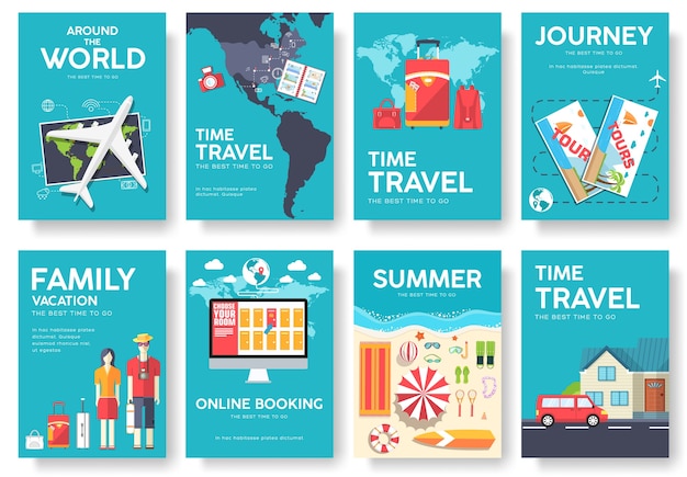 Flat Travel banners with typography