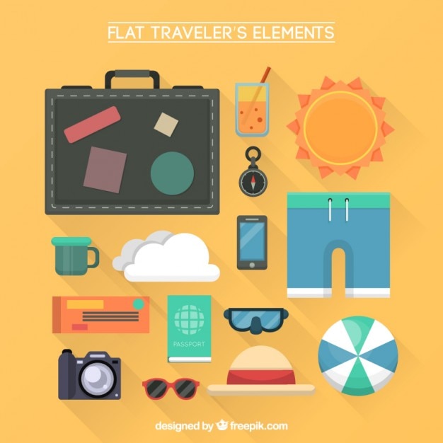 Vector flat trip objects collection