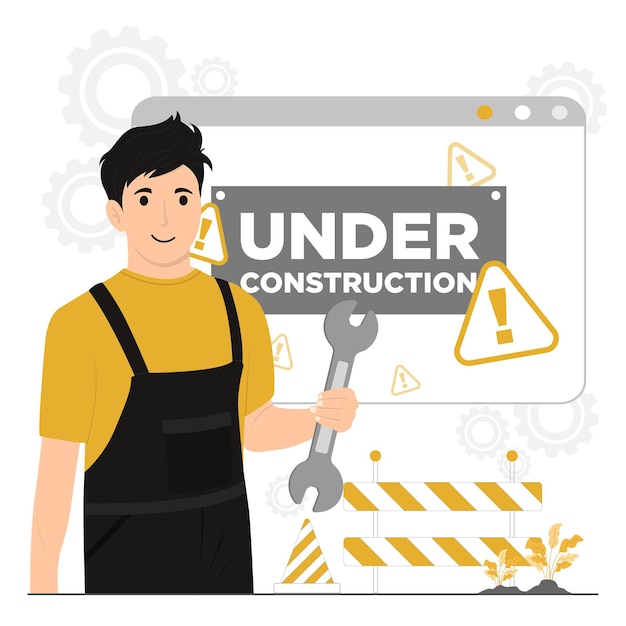 Vector flat vector under construction template