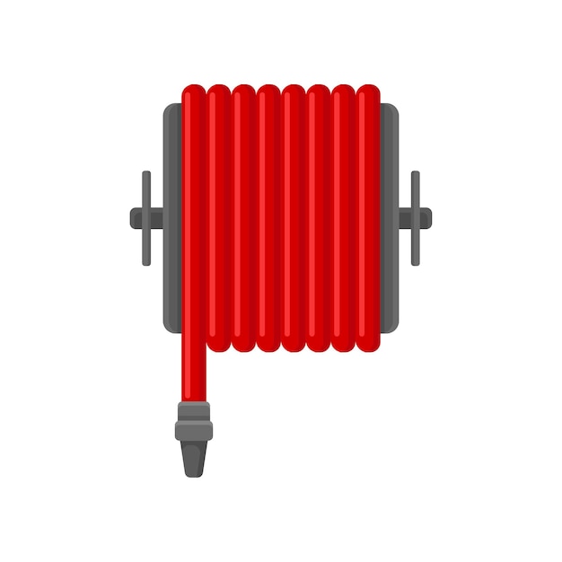 Flat vector icon of red water hose for fire fighting Flame prevention tool Object for concept about safety and firefighter job