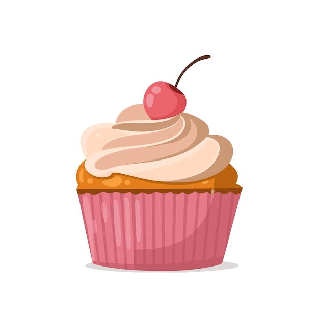 Flat vector realistic cupcakes on white background