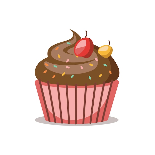 Flat vector realistic cupcakes on white background