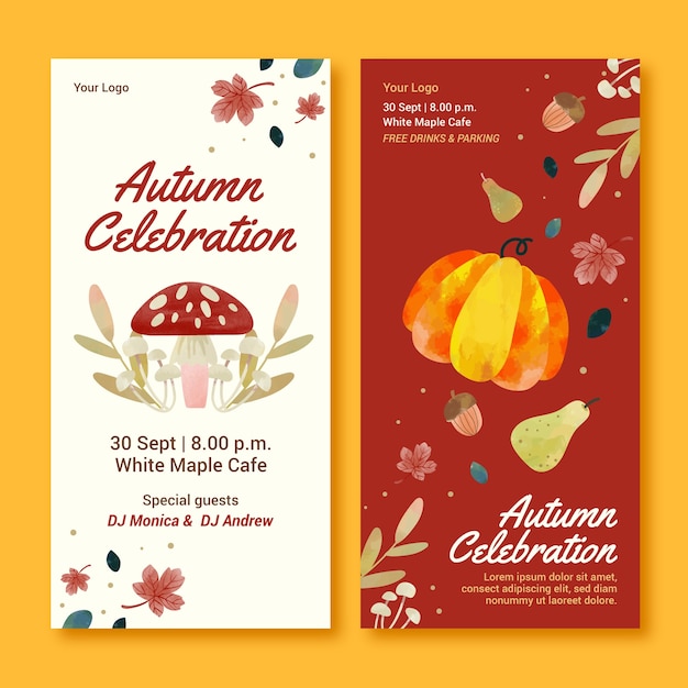 Flat vertical banners collection for autumn celebration