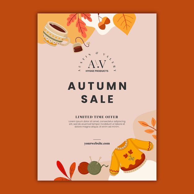 Vector flat vertical poster template for autumn celebration