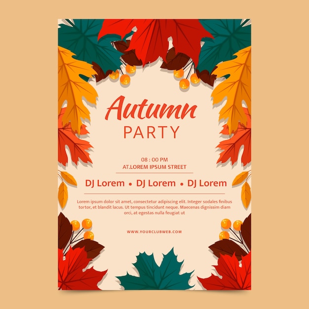 Flat vertical poster template for autumn celebration