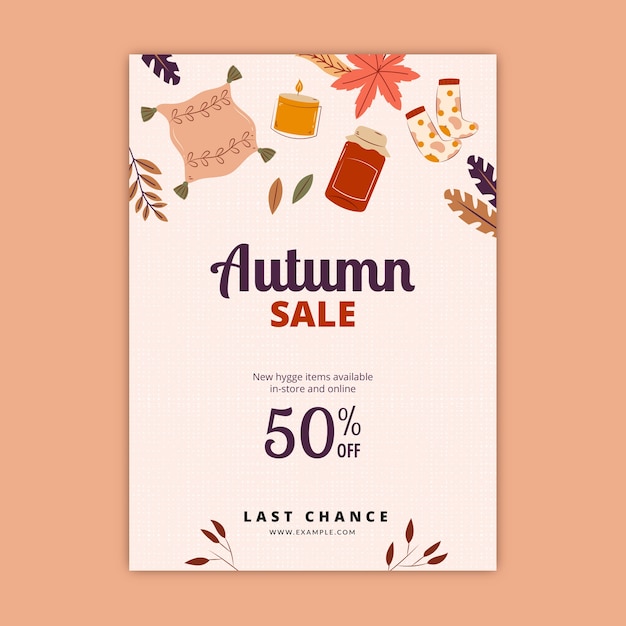 Vector flat vertical poster template for autumn celebration