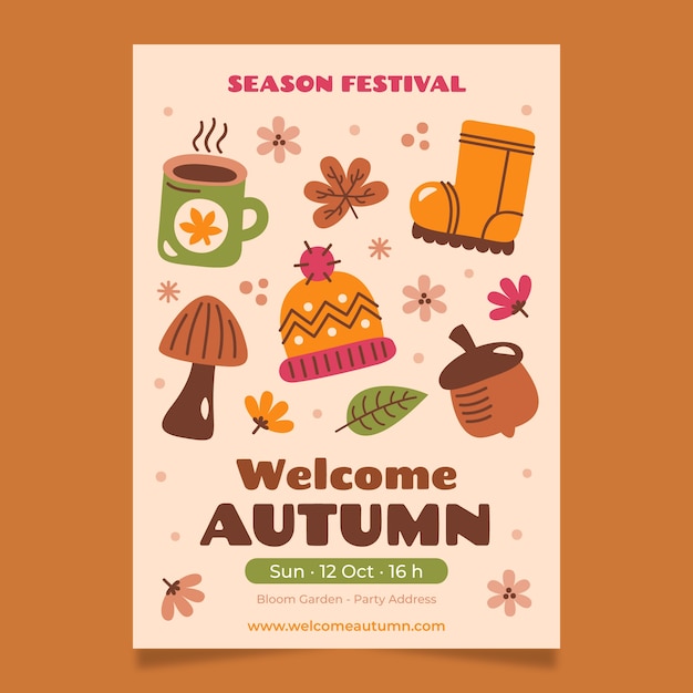 Flat vertical poster template for autumn celebration