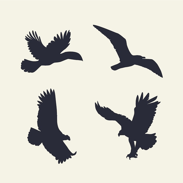 Vector flat wild animals silhouettes collection