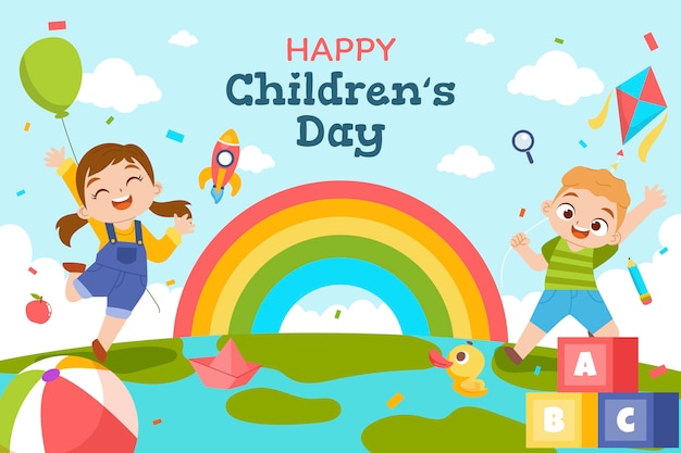 Vector flat world children's day illustration