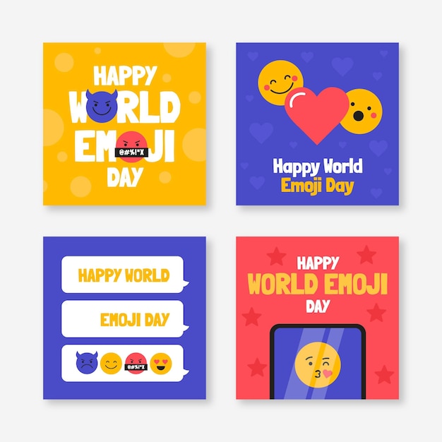 Flat world emoji day instagram post collection