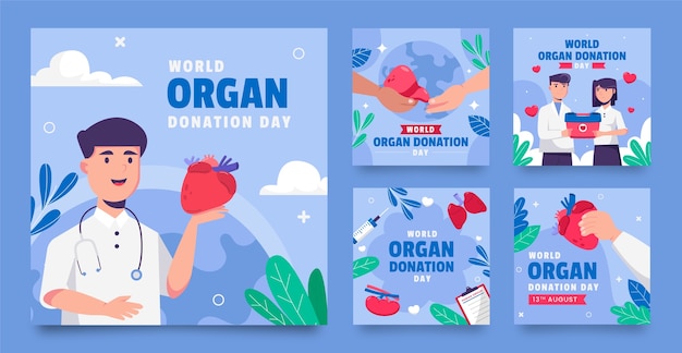 Flat world organ donation day instagram posts collection