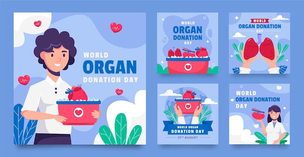 Flat world organ donation day instagram posts collection