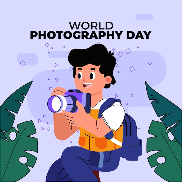 Flat world photography day illustration