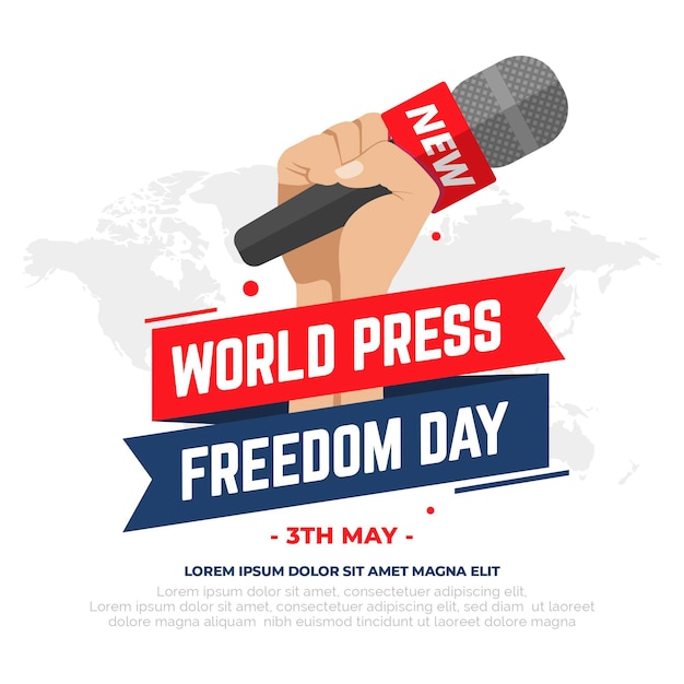 Flat world press freedom day illustration