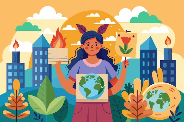 FlatStyle Vector Design of Climate Change Activist