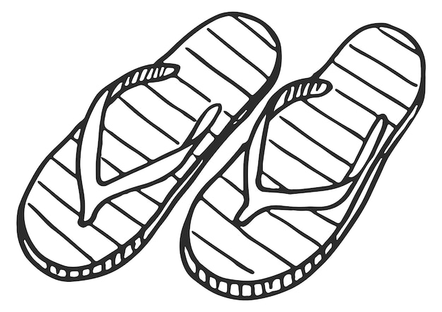 Flip flops sketch Hand drawn beach shoes