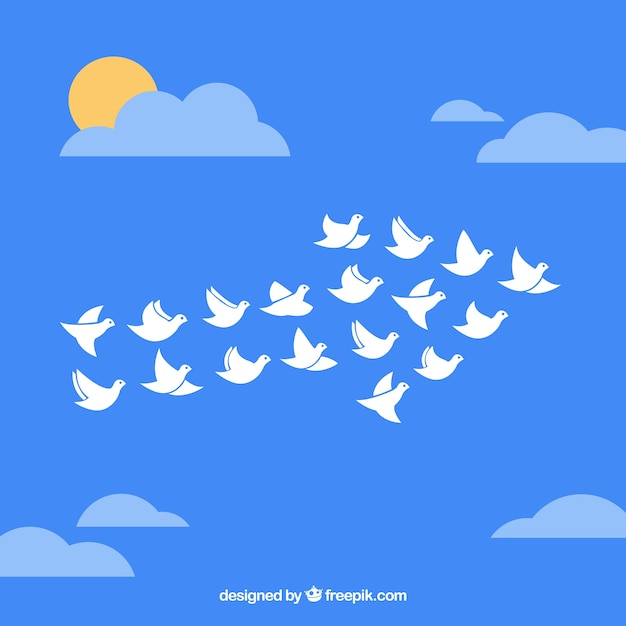 Vector flock of birds in arrow shape