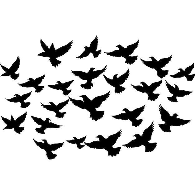 Vector a flock of birds flying in a circle with the words quot birds quot on the bottom