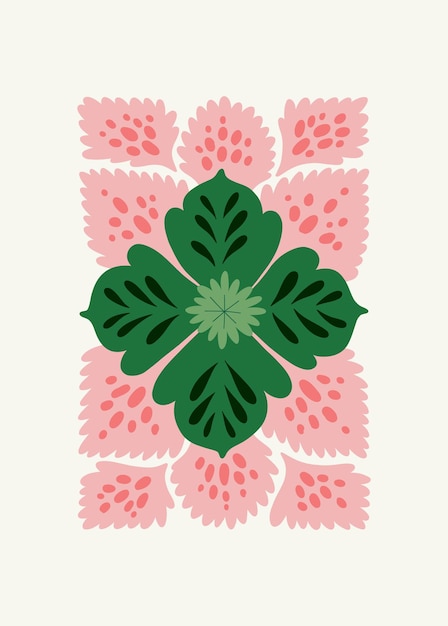 Floral abstract elements Tropical Botanical composition Modern trendy Matisse minimal style Floral