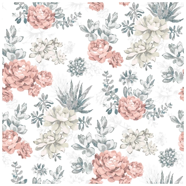 Vector a floral background with pink and white flowers and leaves