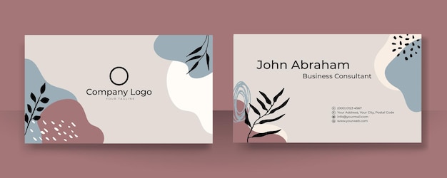 Floral business card template with modern corporate concept. Creative elegant name card and business card design