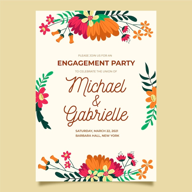 Floral engagement invitation template