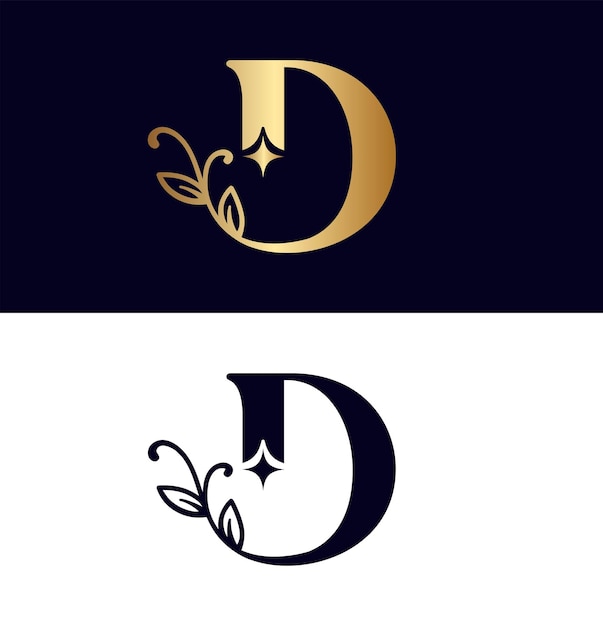 floral logo D brand design